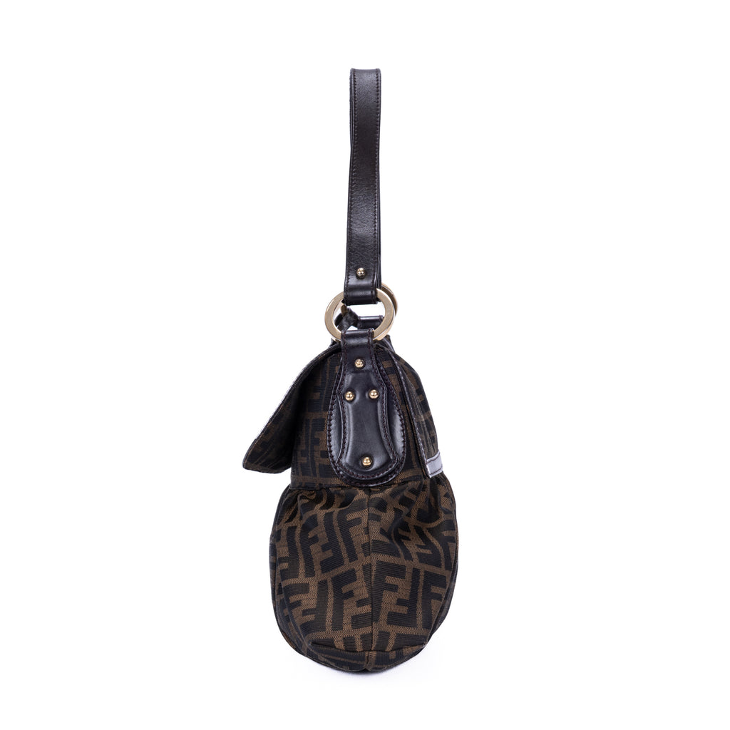 Shoulder Bag Chef Flap Hobo Dark Brown Zucca Canvas