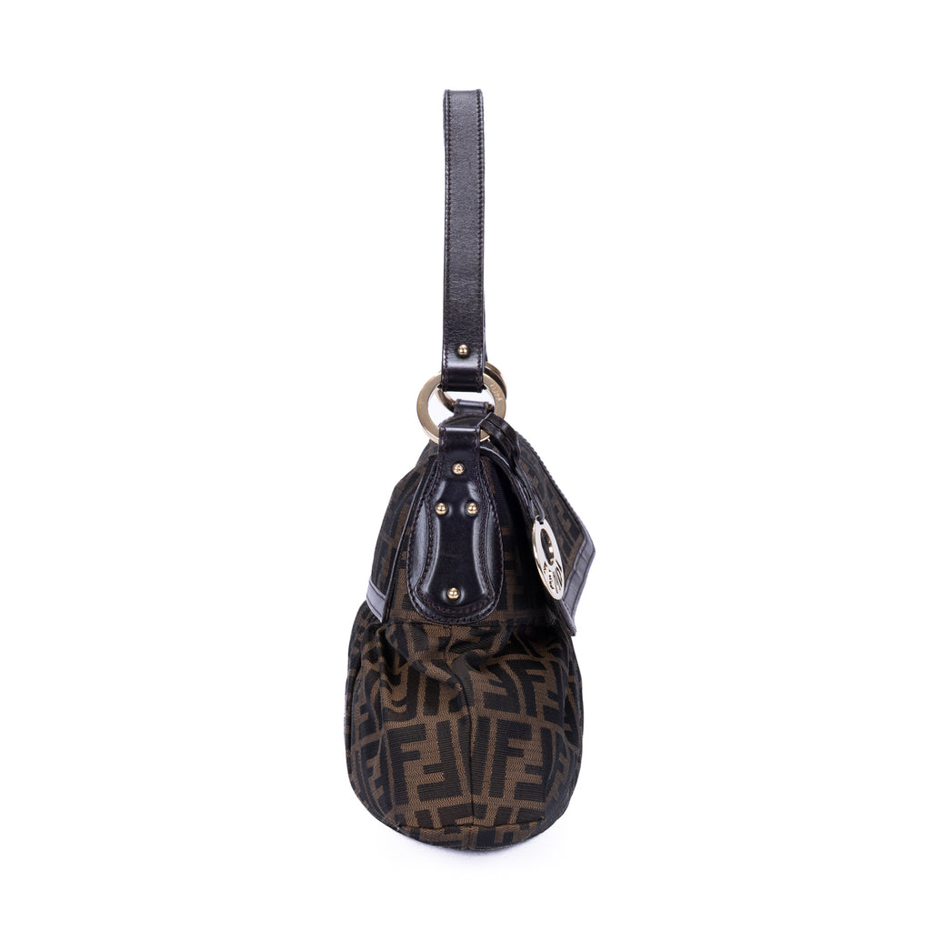 Shoulder Bag Chef Flap Hobo Dark Brown Zucca Canvas