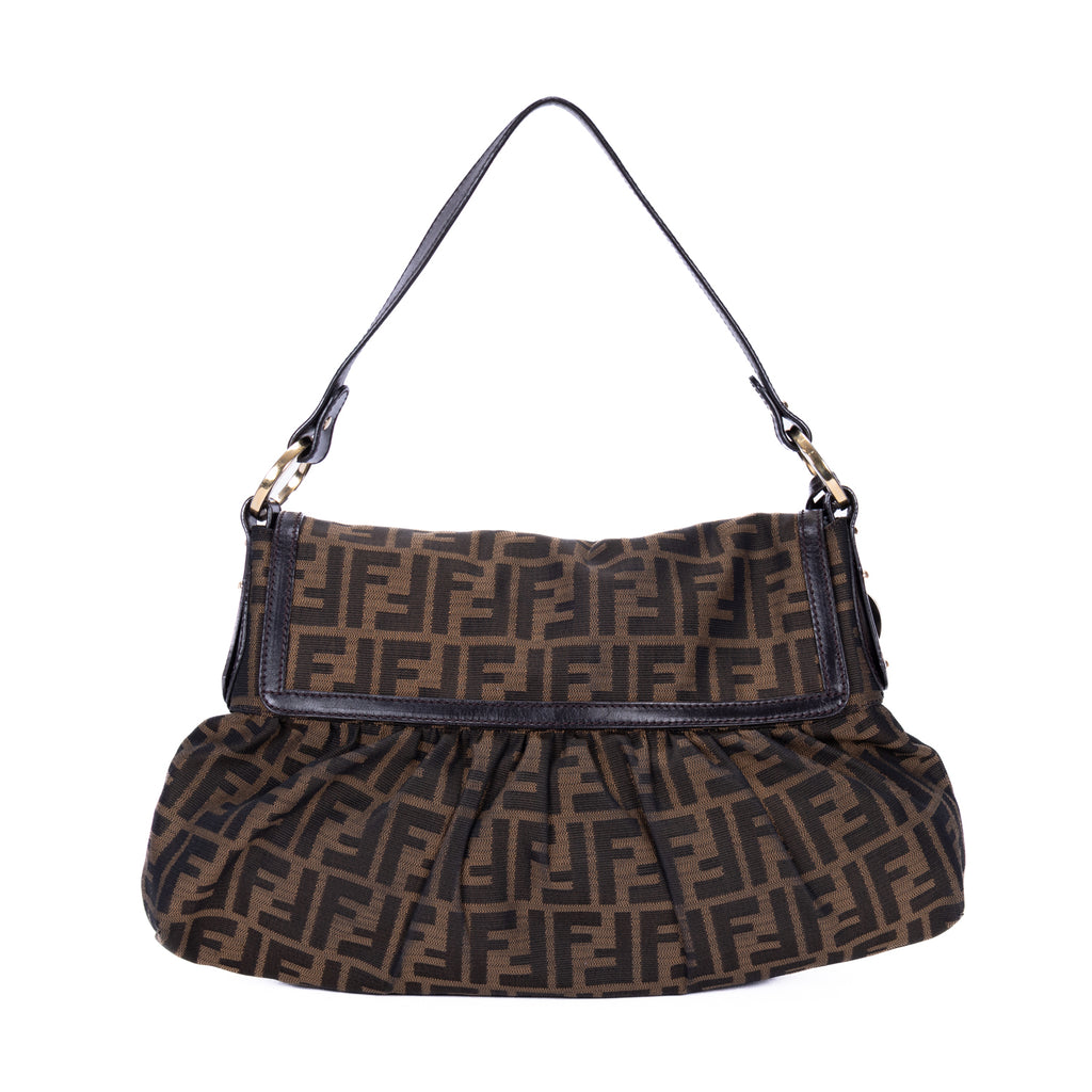 Shoulder Bag Chef Flap Hobo Dark Brown Zucca Canvas