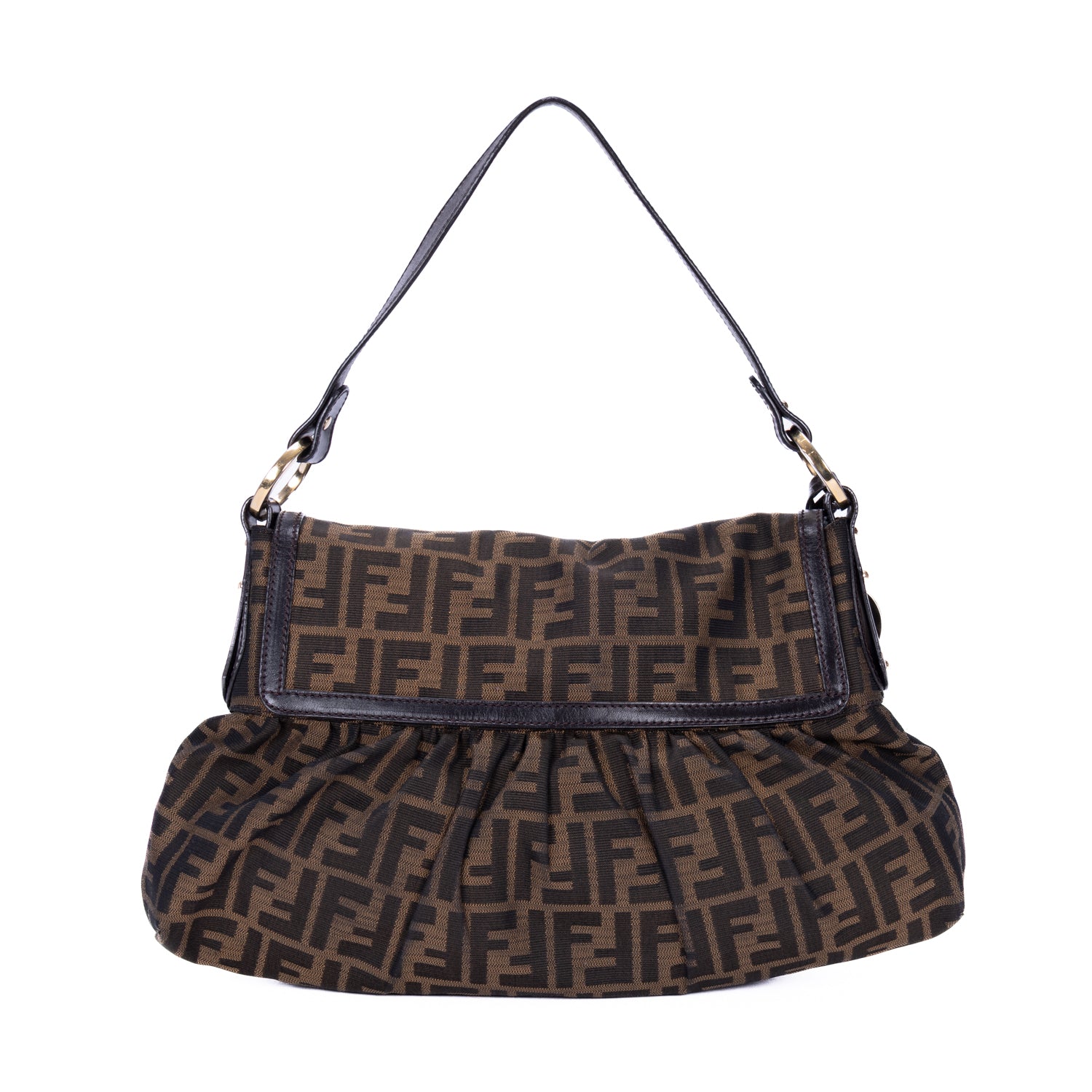 Shoulder Bag Chef Flap Hobo Dark Brown Zucca Canvas