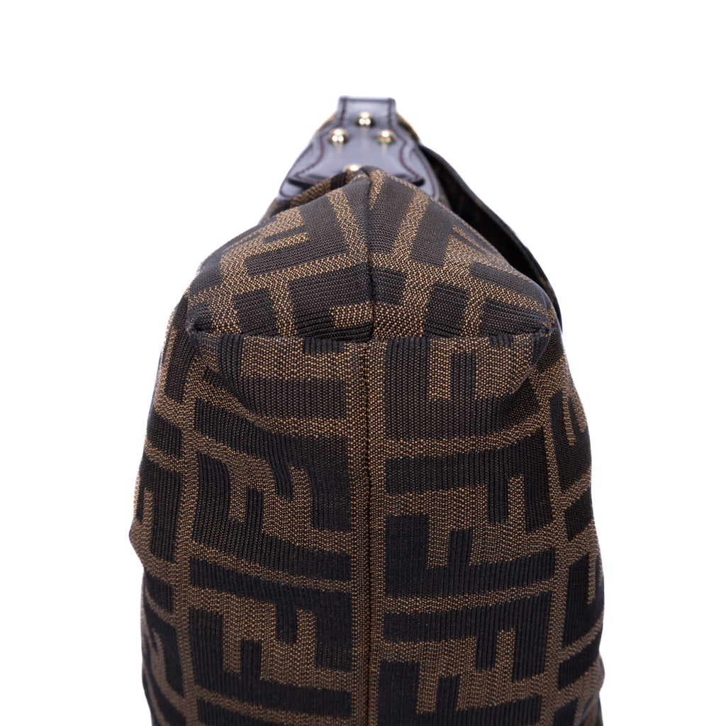 Shoulder Bag Chef Flap Hobo Dark Brown Zucca Canvas