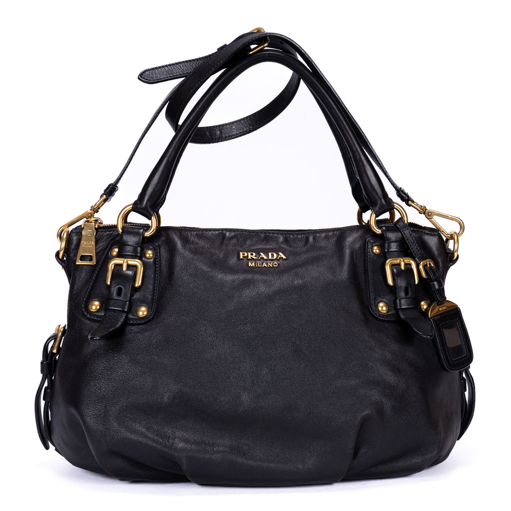Shoulder Bag Satchel 2-Way Bag Black Calfskin leather