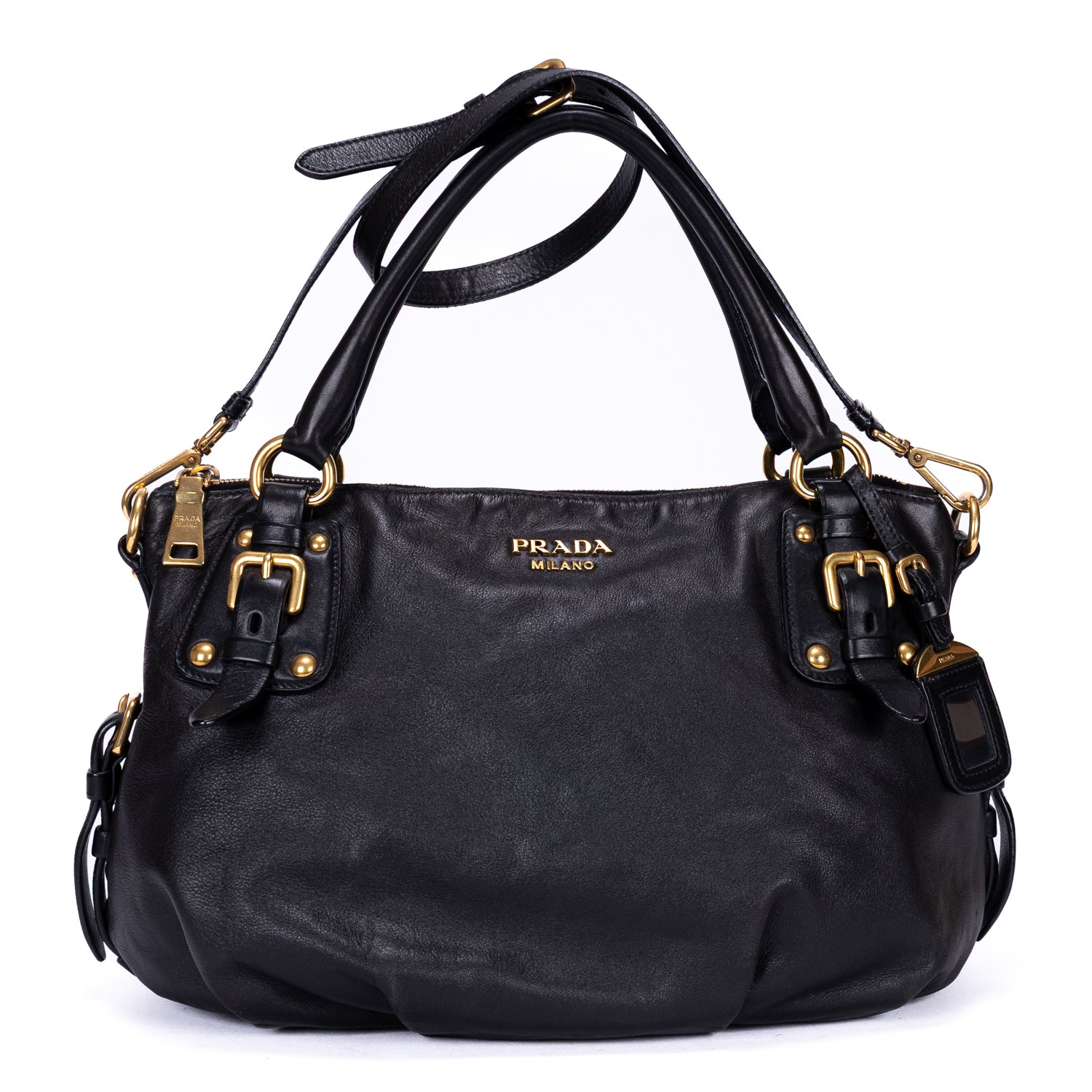 Shoulder Bag Satchel 2-Way Bag Black Calfskin leather