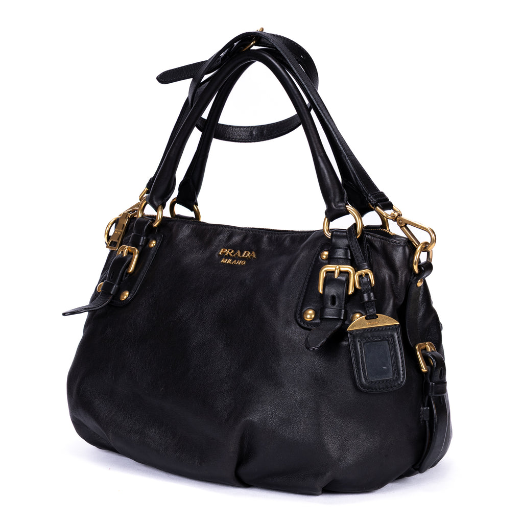 Shoulder Bag Satchel 2-Way Bag Black Calfskin leather