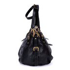 Shoulder Bag Satchel 2-Way Bag Black Calfskin leather