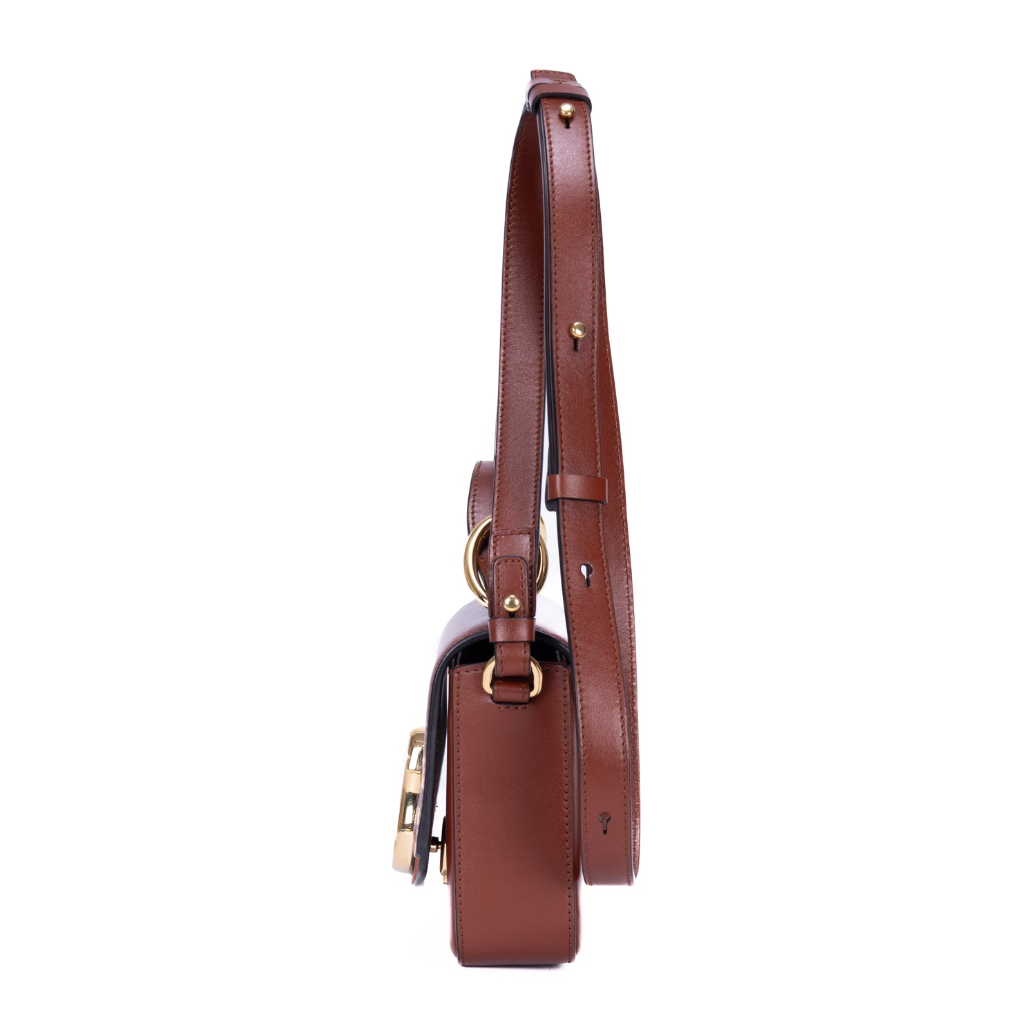 Sac à bandoulière Mini C Crossbody en cuir de veau marron
