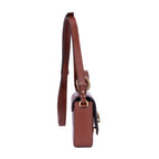 Sac à bandoulière Mini C Crossbody en cuir de veau marron