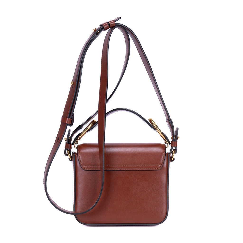 Sac à bandoulière Mini C Crossbody en cuir de veau marron