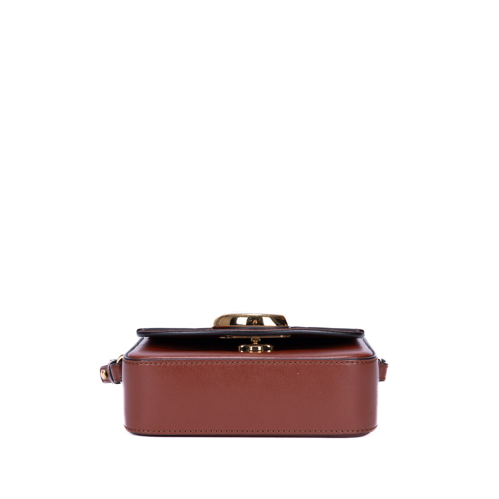 Sac à bandoulière Mini C Crossbody en cuir de veau marron