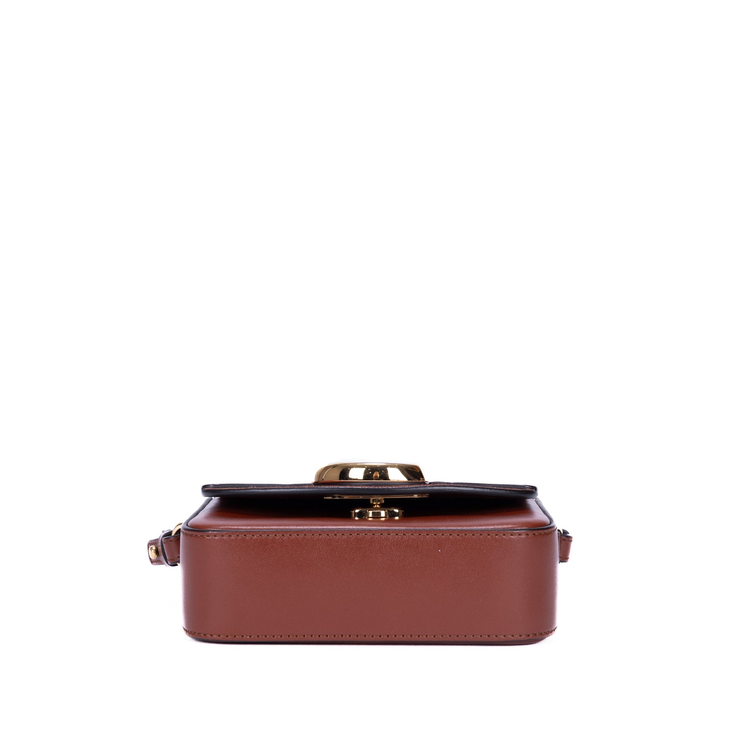 Sac à bandoulière Mini C Crossbody en cuir de veau marron