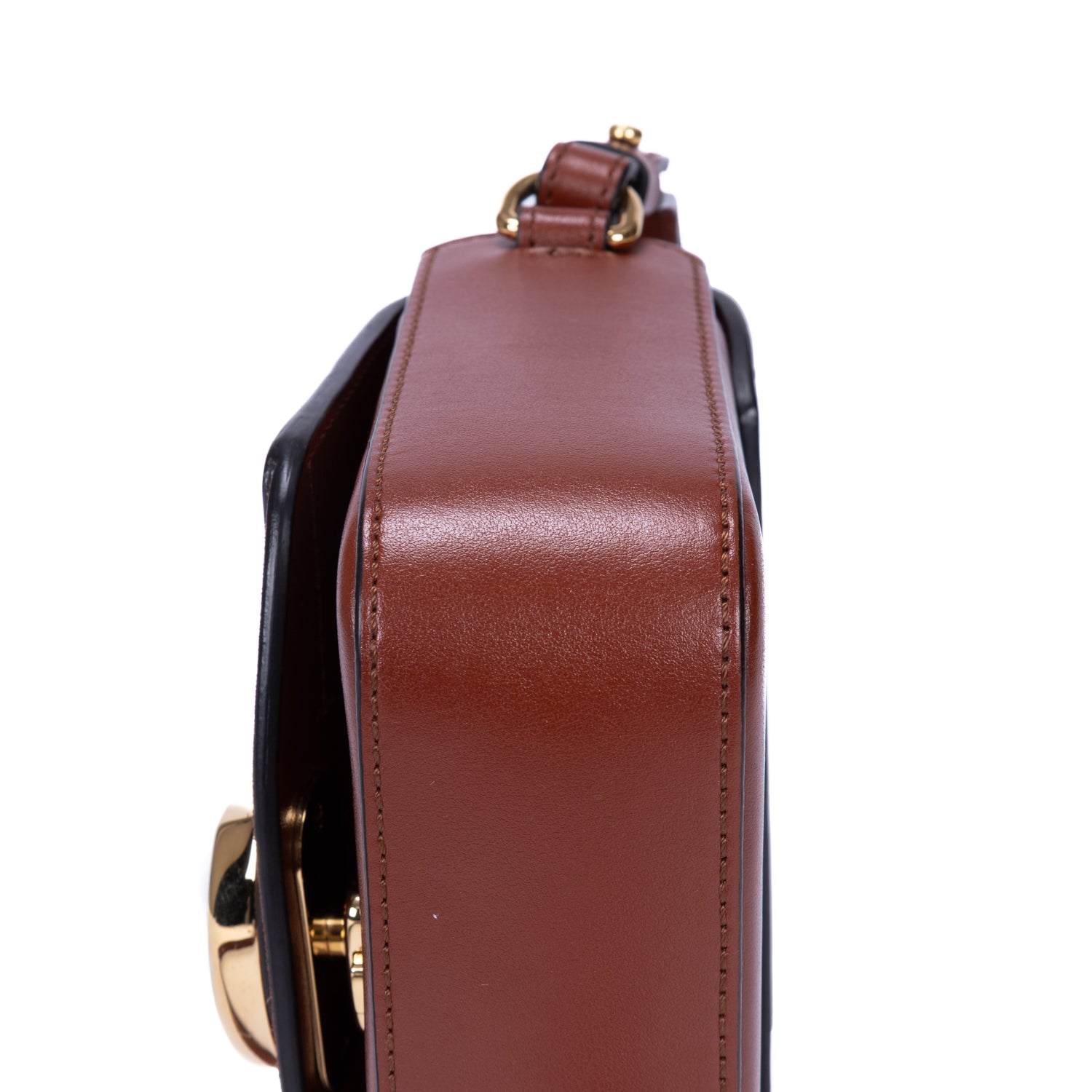 Sac à bandoulière Mini C Crossbody en cuir de veau marron