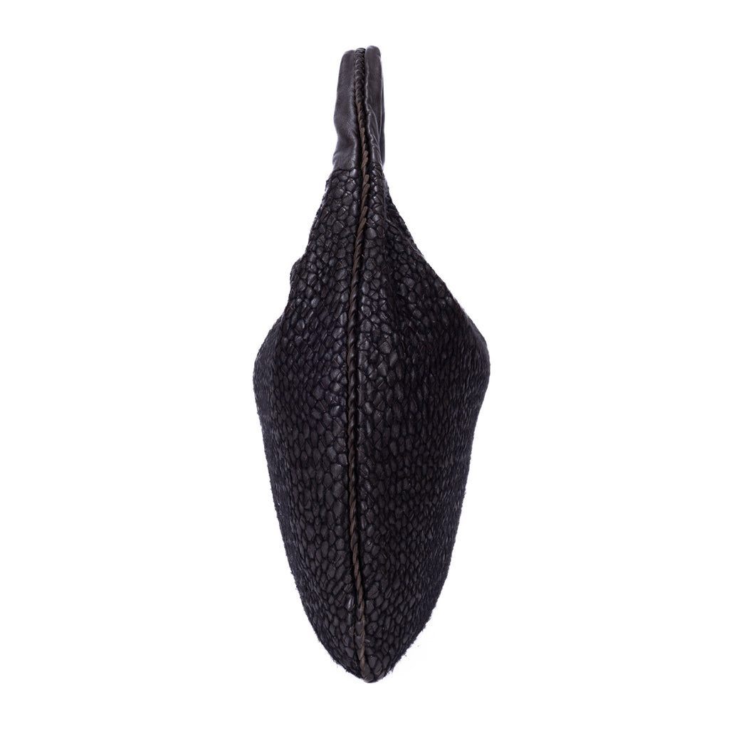 Handbag Large Veneta Hobo Net Large Dark Brown Intrecciato Leather