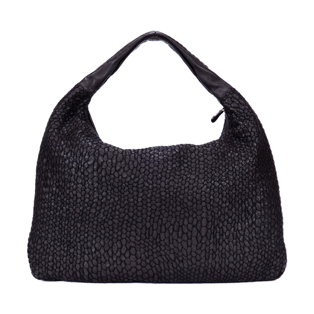 Handbag Large Veneta Hobo Net Large Dark Brown Intrecciato Leather