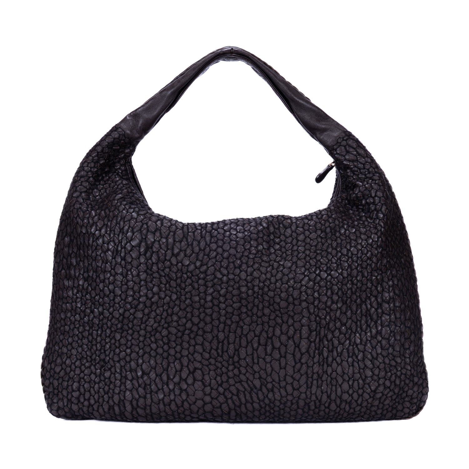 Handbag Large Veneta Hobo Net Large Dark Brown Intrecciato Leather