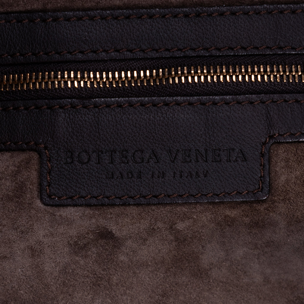 Handbag Large Veneta Hobo Net Large Dark Brown Intrecciato Leather