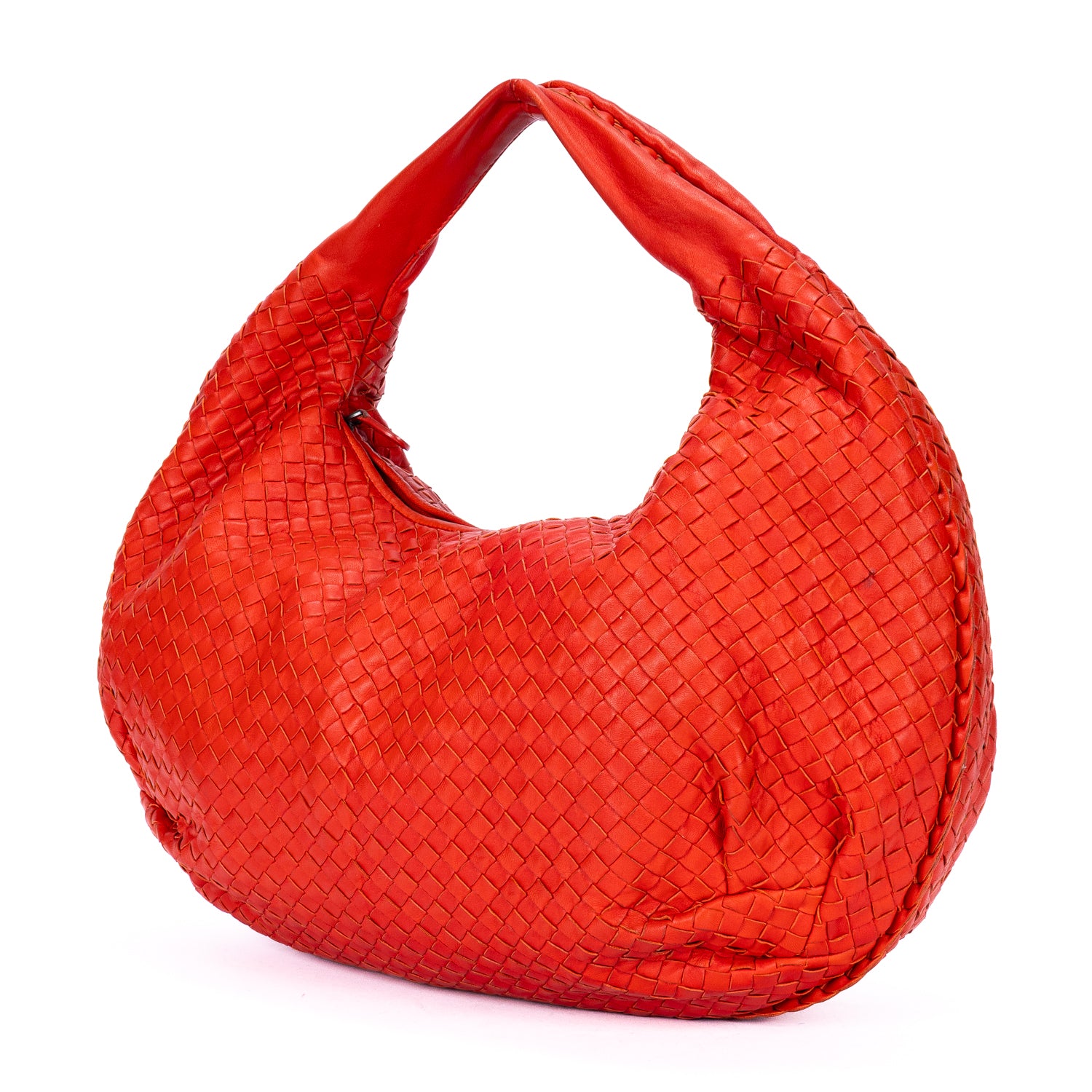Handbag Large Hobo Bag Large Red Intrecciato Leather