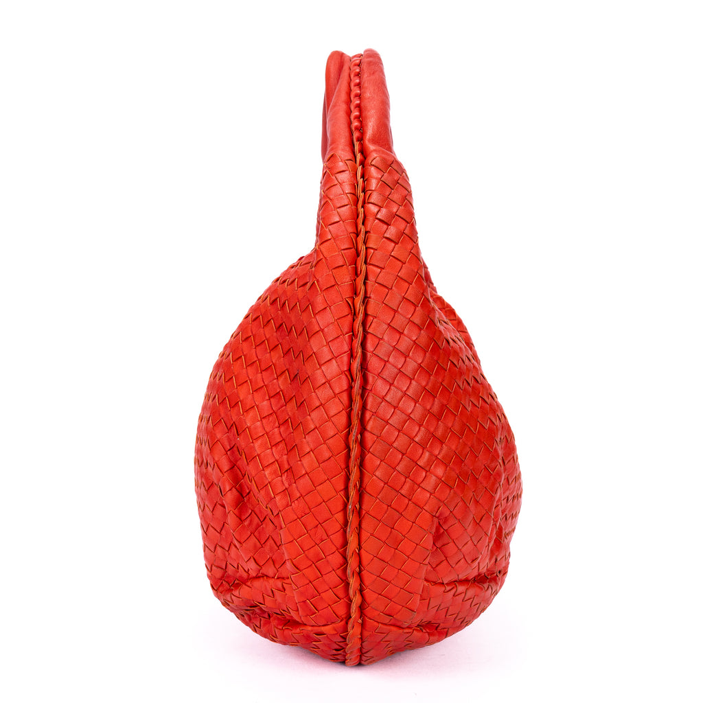 Handbag Large Hobo Bag Large Red Intrecciato Leather