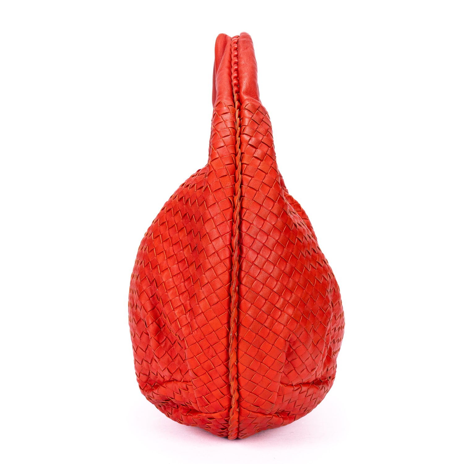 Handbag Large Hobo Bag Large Red Intrecciato Leather