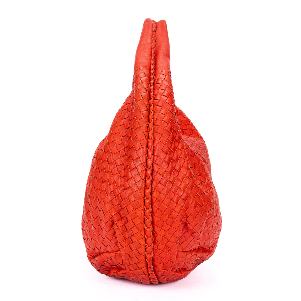 Handbag Large Hobo Bag Large Red Intrecciato Leather