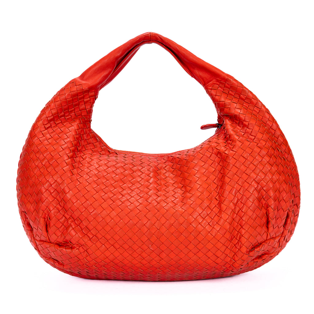 Handbag Large Hobo Bag Large Red Intrecciato Leather