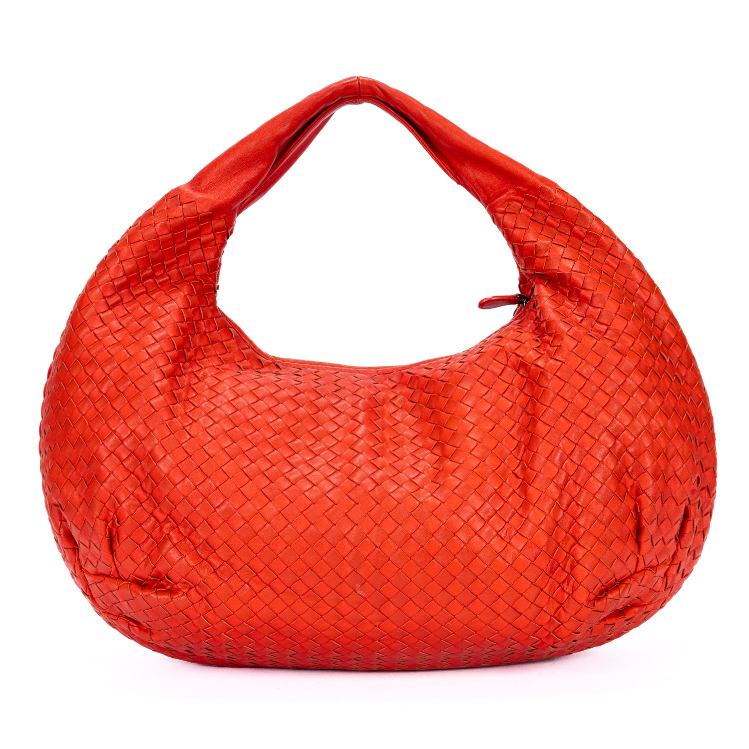 Handbag Large Hobo Bag Large Red Intrecciato Leather
