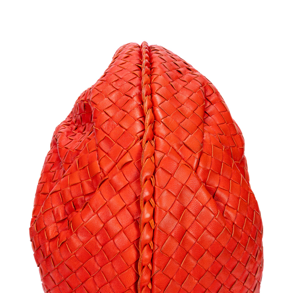 Handbag Large Hobo Bag Large Red Intrecciato Leather