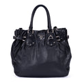 Sac cabas ceinturé en cuir de veau noir