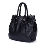Sac cabas ceinturé en cuir de veau noir