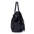 Sac cabas ceinturé en cuir de veau noir