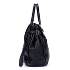 Sac cabas ceinturé en cuir de veau noir