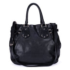 Sac cabas ceinturé en cuir de veau noir