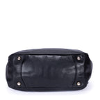 Sac cabas ceinturé en cuir de veau noir