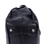 Sac cabas ceinturé en cuir de veau noir