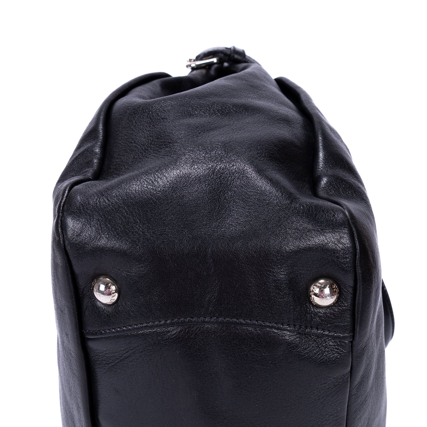 Sac cabas ceinturé en cuir de veau noir