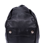 Sac cabas ceinturé en cuir de veau noir