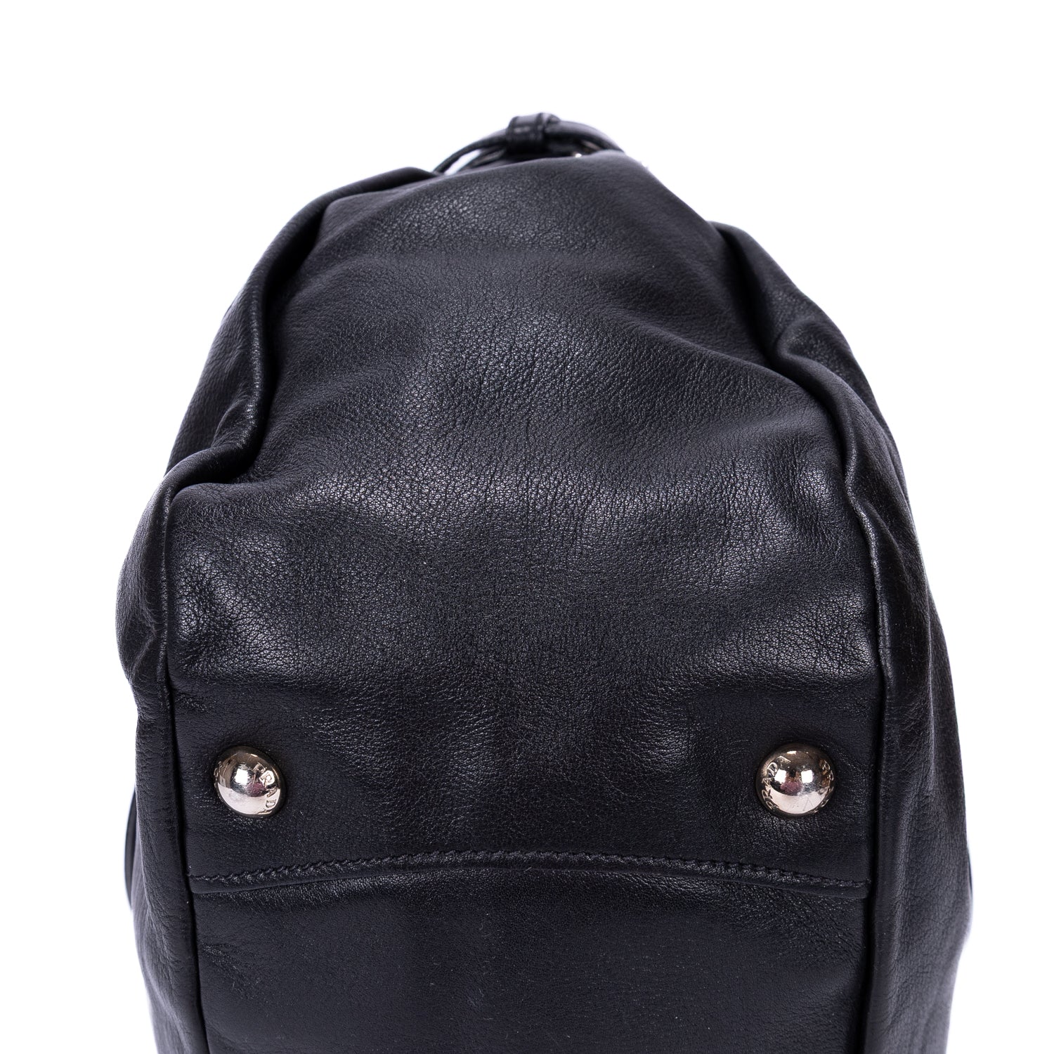 Sac cabas ceinturé en cuir de veau noir