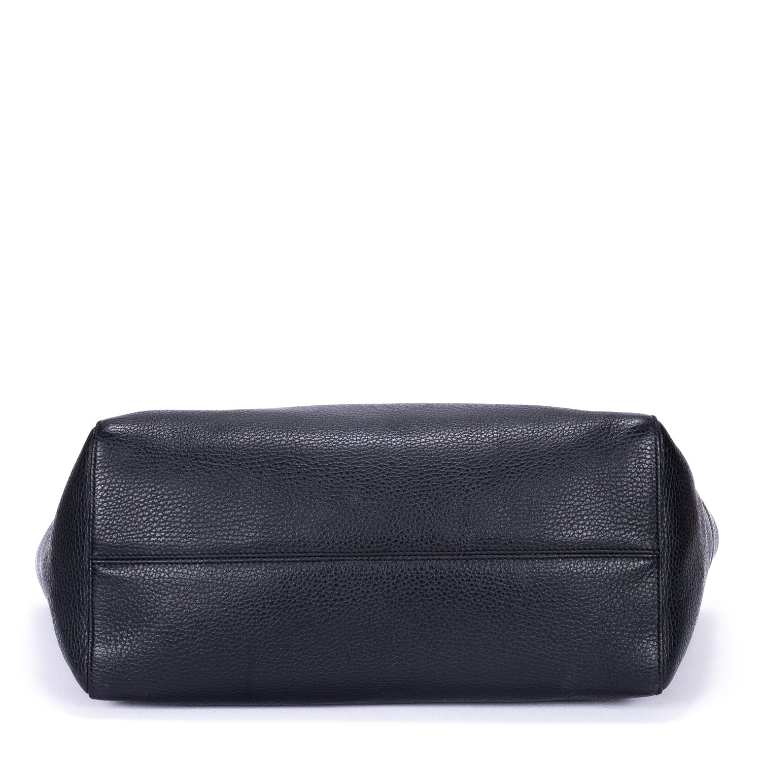 Bolso de hombro mediano Shopper Swing Mediano de piel de becerro granulada negra