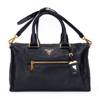 Bolso de mano Motor Tote de cuero Vitello Daino negro