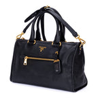 Bolso de mano Motor Tote de cuero Vitello Daino negro