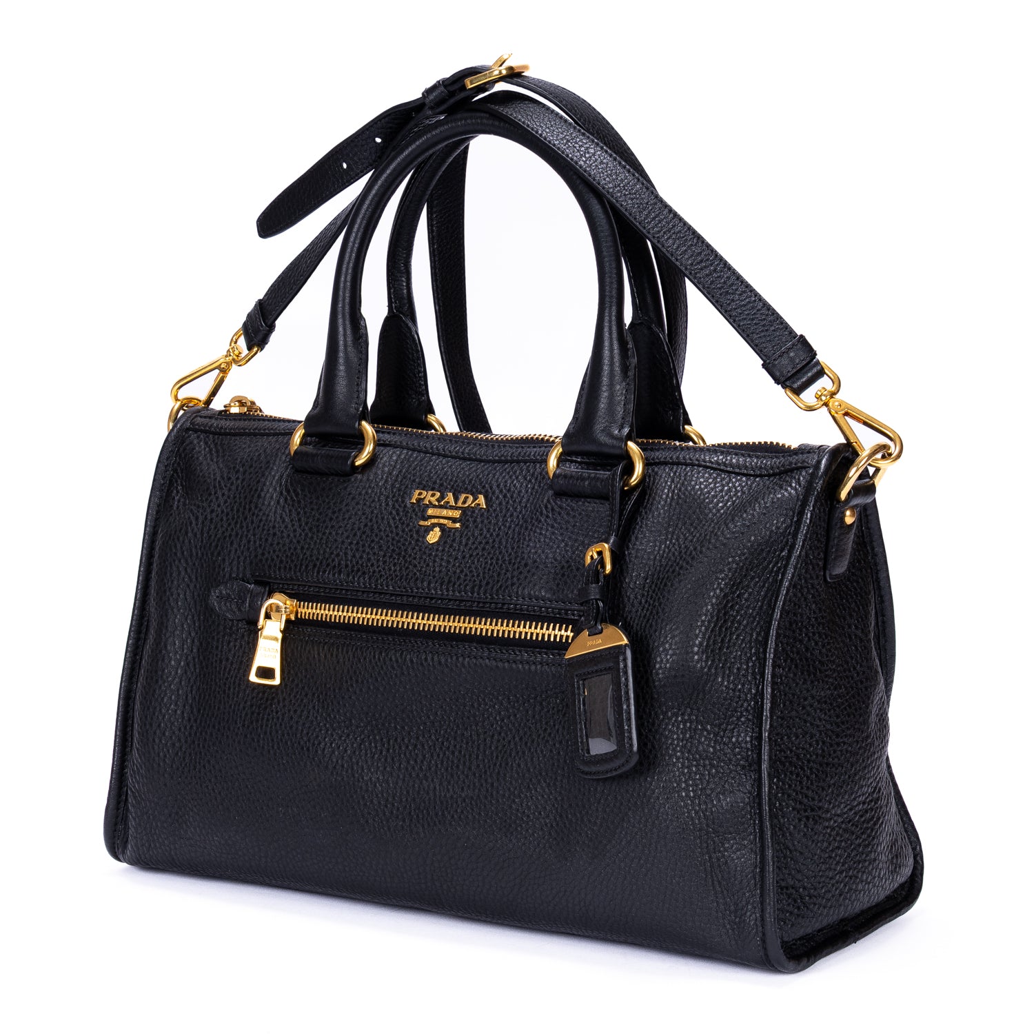 Handbag Motor Tote Black Vitello Daino Leather