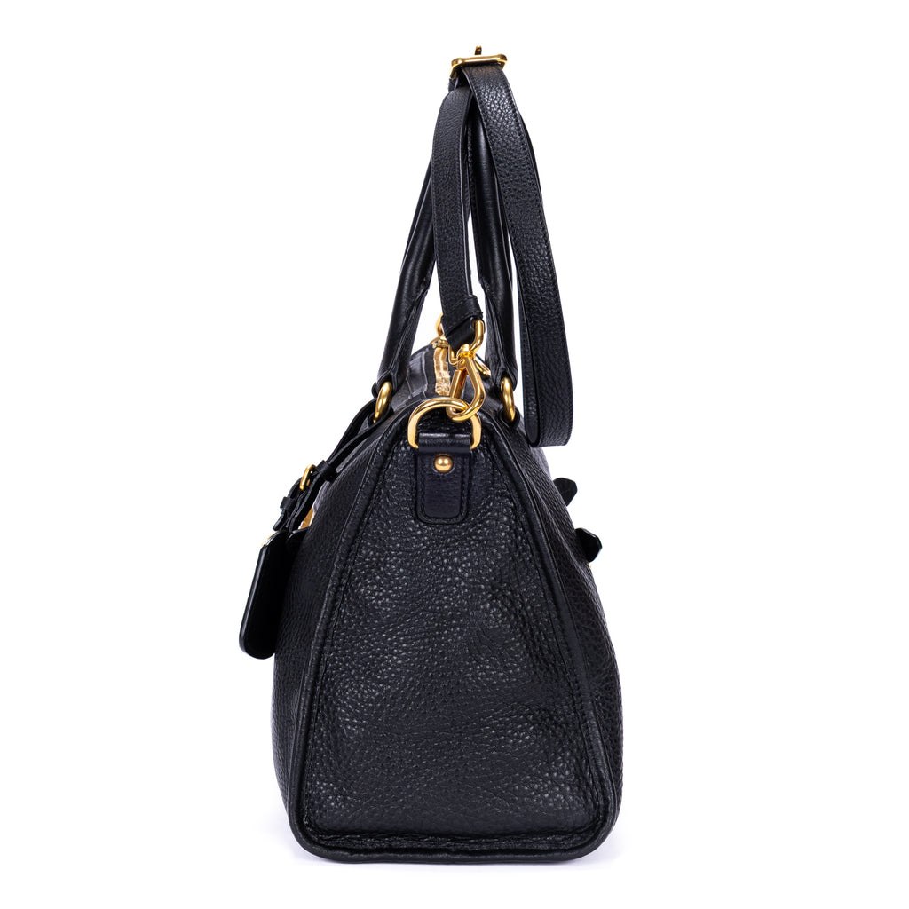Bolso de mano Motor Tote de cuero Vitello Daino negro