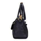 Bolso de mano Motor Tote de cuero Vitello Daino negro