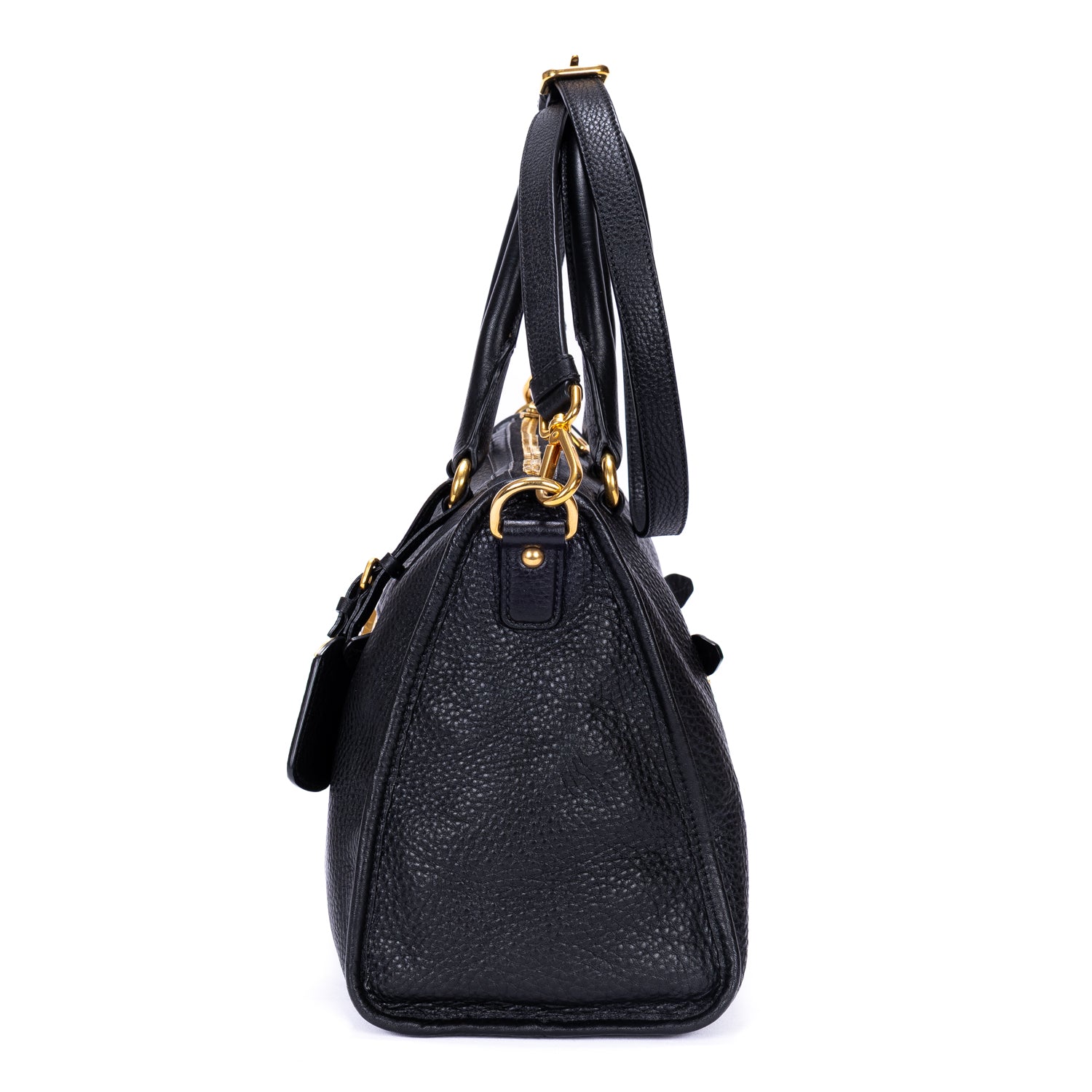 Handbag Motor Tote Black Vitello Daino Leather