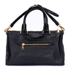 Bolso de mano Motor Tote de cuero Vitello Daino negro