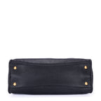Bolso de mano Motor Tote de cuero Vitello Daino negro