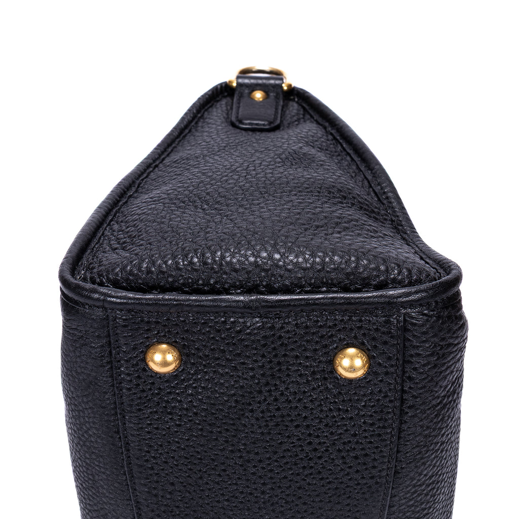 Bolso de mano Motor Tote de cuero Vitello Daino negro