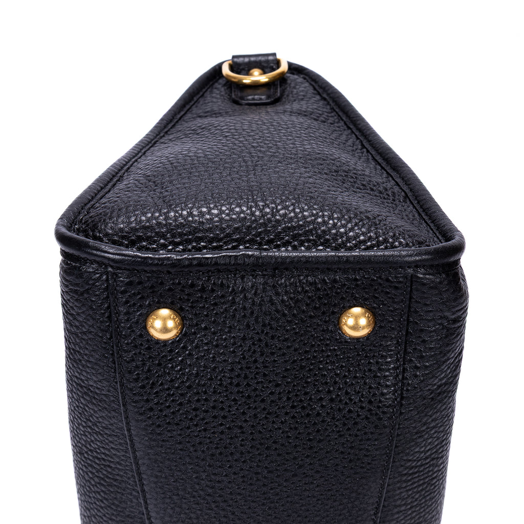 Bolso de mano Motor Tote de cuero Vitello Daino negro