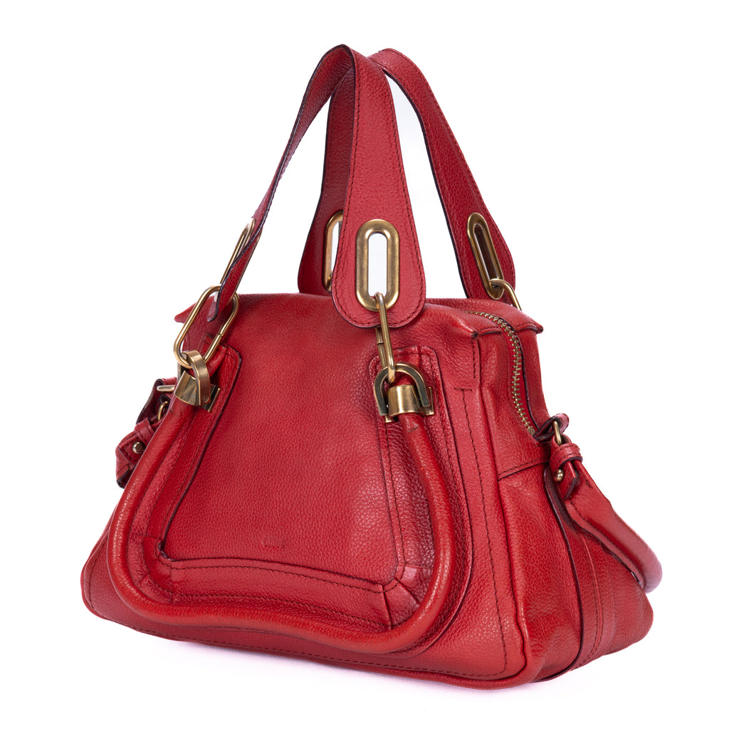 Shoulder Bag Small Paraty Small Red Grained Calfskin Leather
