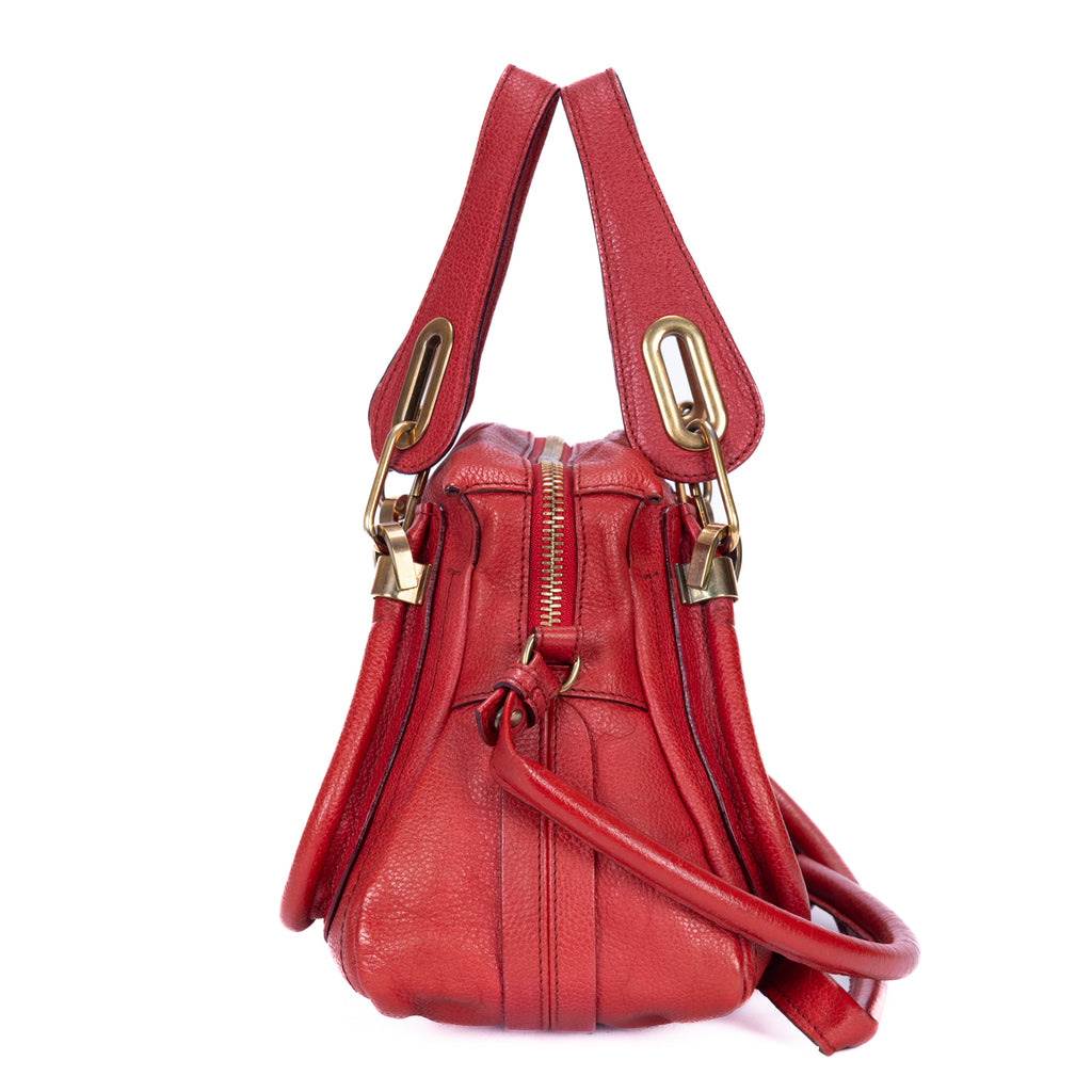 Shoulder Bag Small Paraty Small Red Grained Calfskin Leather