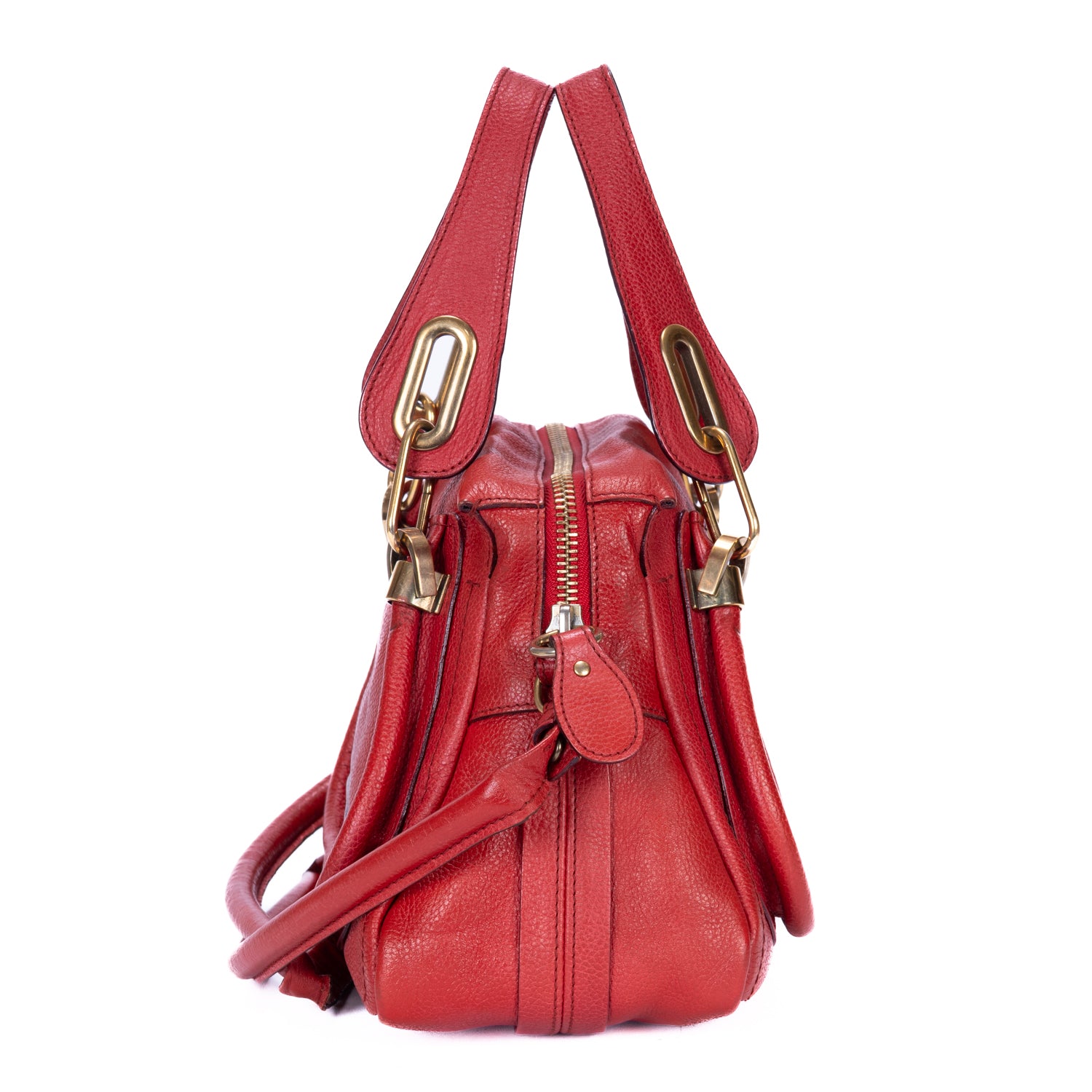 Shoulder Bag Small Paraty Small Red Grained Calfskin Leather